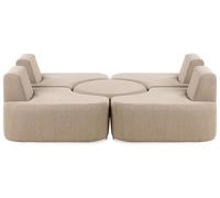 Canapé de Jardin Moderne en Mousse Résistante 4 Places avec Ottoman Pouf à Séchage Rapide Beige Fabro