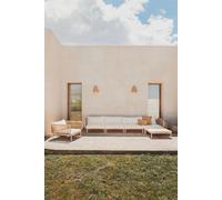 Canapé De Jardin Modulable 4 Pièces Avec 2 Fauteuils D'angle, Pouf Et Fauteuil Roubly Beige Amande Beige