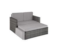 Canapé de jardin modulable en résine tressée gris coussins amovibles hydrofuges