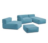 Canapé de jardin modulable GIULIA avec bâche de protection, 1 chauffeuse 1 place, 1 angle, 1 méridienne et 1 bleu clair BOBOCHIC Bleu clair