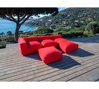 Canapé de jardin modulable GIULIA avec bâche de protection, 1 chauffeuse 1 place, 1 angle, 1 méridienne et 1 rouge BOBOCHIC Rouge