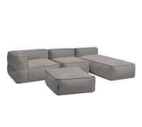 Canapé de jardin modulable GIULIA avec bâche de protection, 1 chauffeuse 1 place, 1 angle, 1 méridienne et 1 gris foncé BOBOCHIC Gris foncé