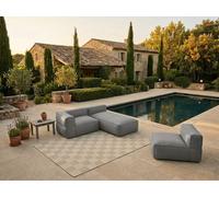 Canapé de jardin modulable GIULIA avec bâche de protection, 1 chauffeuse 1 place, 1 angle et 1 méridienne gris foncé BOBOCHIC Gris foncé