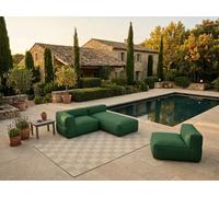 Canapé de jardin modulable GIULIA avec bâche de protection, 1 chauffeuse 1 place, 1 angle et 1 méridienne vert BOBOCHIC Vert