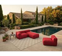 Canapé de jardin modulable GIULIA avec bâche de protection, 1 chauffeuse 1 place, 1 angle et 1 méridienne rouge BOBOCHIC Rouge