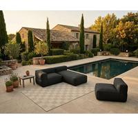 Canapé de jardin modulable GIULIA avec bâche de protection, 1 chauffeuse 1 place, 1 angle et 1 méridienne noir BOBOCHIC Noir