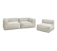 Canapé de jardin modulable GIULIA avec bâche de protection, 2 angles et 1 chauffeuse 1 place beige BOBOCHIC Beige