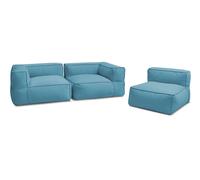 Canapé de jardin modulable GIULIA avec bâche de protection, 2 angles et 1 chauffeuse 1 place bleu clair BOBOCHIC Bleu clair