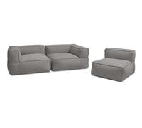 Canapé de jardin modulable GIULIA avec bâche de protection, 2 angles et 1 chauffeuse 1 place gris foncé BOBOCHIC Gris foncé