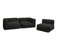 Canapé de jardin modulable GIULIA avec bâche de protection, 2 angles et 1 chauffeuse 1 place noir BOBOCHIC Noir