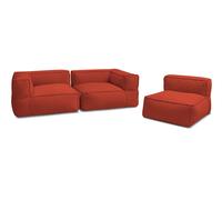Canapé de jardin modulable GIULIA avec bâche de protection, 2 angles et 1 chauffeuse 1 place rouge BOBOCHIC Rouge