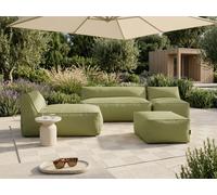Canapé de jardin modulable RIVIERA avec 1 chauffeuse 1 place, 1 chauffeuse 2 places, 1 méridienne et 1 pouf vert BOBOCHIC Vert