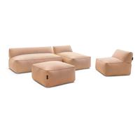 Canapé de jardin modulable RIVIERA tissu chiné avec 1 chauffeuse 1 place, 1 chauffeuse 2 places, 1 méridienne orange BOBOCHIC Orange