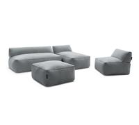 Canapé de jardin modulable RIVIERA tissu chiné avec 1 chauffeuse 1 place, 1 chauffeuse 2 places, 1 méridienne noir BOBOCHIC Noir