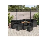 vidaXL Ensemble de canapés de jardin Réglable en hauteur 9 pcs Noir Poly-Rotin