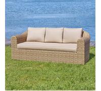 Canapé de jardin ""Mooréa"" savana 3 places aluminium traité époxy en résine tressée - Hespéride