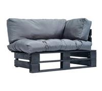 Pinède Canapé de Jardin Palette et Coussins Gris Sofa Salon Extérieur vidaXL