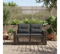 vidaXL – Canapé de jardin 2 places – Polyrotin gris, résistant aux intempéries