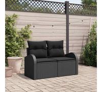 Canapé De Jardin 2 Places Vidaxl Avec Rangement Et Coussins En Poly Rattan Beige