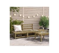 vidaXL Canapé de jardin sans accoudoirs 837969 – Bois pin imprégné, repose-pieds, dossier Marron G