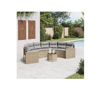 Canapé de jardin avec table coussins rond gris résine tressée vidaXL