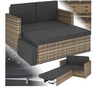 Canapé de jardin - TECTAKE - Fauteuil d'extérieur modulable CORFOU 2 places en résine tressée avec large tabouret - Marron Naturel
