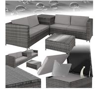 4 Places canapé de jardin avec coffre de rangement gris clair résine tressée design moderne et contemporain