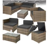 Canapé de jardin - TECTAKE - Salon lounge d'extérieur PISE modulable en rotin avec coffre de rangement - Marron Naturel