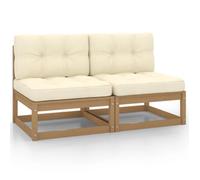 Canapé de jardin - - 2 pcs - Bois de pin massif - Crème - 4 personnes