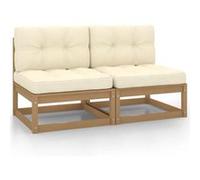 Canapé de jardin - - 2 pcs - Bois de pin massif - Crème - 4 personnes