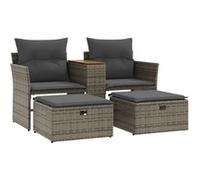 Vidaxl Canapé De Jardin 2 Places Avec Tabourets Gris Résine Tressée
