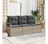 Canapé De Jardin Vidaxl 3 Pièces Avec Coussins Gris Clair Poly Rattan, Canapé De Jardin Vidaxl 2 Places Avec Coussins Gris Poly Rattan