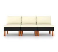 Vidaxl Canapés Centraux 3 Pcs Résine Tressée Et Bois D'eucalyptus