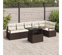 Canapé De Jardin Vidaxl 7 Pièces Avec Coussins Marron Poly Rattan, Canapé De Jardin 2 Places Vidaxl Avec Coussins Marron Poly Rattan