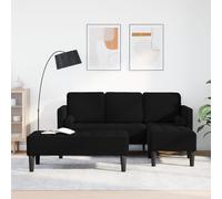 Canapé De Jardin Vidaxl Avec Banc Et Coussins En Velours Noir, Canapé 3 Places Vidaxl Avec Chaise Longue Noire En Velours De 160 Cm, Banc Vidaxl Noir 113x57x39 Cm En Velours