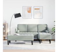 Canapé De Jardin Vidaxl Avec Banc Et Coussins Siège En L Velours Gris Clair, Canapé 3 Places Vidaxl Avec Chaises Longues En L Gris Clair 160 Cm Velours, Banc Vidaxl Gris Clair 113 Cm Velours