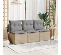 vidaXL Canapé de Jardin avec Coussins 2 Places, Siège avec Housse, Meuble de Terrasse Patio Balcon Extérieur, Beige Résine Tressée