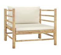 Canapé de jardin - vidaXL - Bambou - 2 personnes - Coussin blanc cassé - 74x70x60 cm