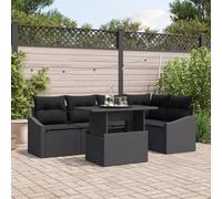 Canapé De Jardin Vidaxl Ensemble 6 Pièces Noir Rotin Synthétique