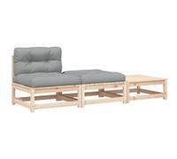Bois de Pin Massif Salon de Jardin 2 pcs avec Coussins Blanc Mobilier vidaXL