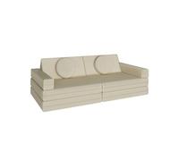 tectake® Canapé convertible 2 places modulable Canapé enfant en Mousse & Lin Fauteuil enfant Canapé lit Matelas de sol enfant Lit pliant Matelas pliable pour Chambre enfant Jeu de construction Lecture