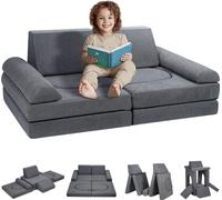Canapé de jeu modulaire - Canapé modulaire gris 10 pièces - Meubles pour enfants - Meubles de jeu pour chambre d'enfant - Canapé confortable pour enfants