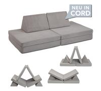 Canapé de jeu modulaire pour enfants | XDREAM Canapé d'aventure | Tissu velours côtelé gris clair | avec fonction sommeil