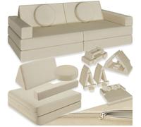 Canapé de jeu - TECTAKE - Canapé de jeu LILLY en polyuréthane au rembourrage épais avec fonction de couchage 160 m - Beige