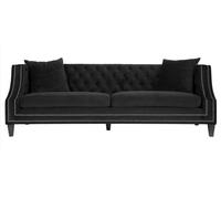 Canapé de luxe en tissu noir trois places rembourré Meubles d'hôtel salon pratique velours