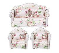 Canapé De Maison De - Bois Tissu 8,2x6,4x7,2 Cm / 13,5x6,4x7,2 Cm | Mobilier De Mãison De À L’Échelle | Mini Accessoires De Maison De s | Jouet pour Collectionneurs Et Pass