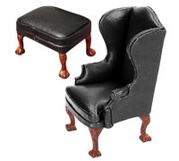 Canapé de Maison de poupée, canapé Maison poupée avec Repose-Pieds, Simple à l'échelle 1/12, Chaise Miniature en Bois, Accessoires Vintage pour scène Chambre ma