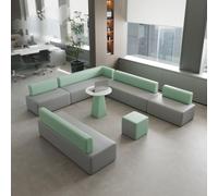 Canapé De Réception De Bureau Moderne - Canapé De Salon Sectionnel Modulaire avec Table Basse Et Pouf, Sièges Minimalistes for Zone D'attente for Hall De Salon, Vert Menthe(A15)
