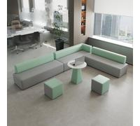 Canapé De Réception De Bureau Moderne - Canapé De Salon Sectionnel Modulaire avec Table Basse Et Pouf, Sièges Minimalistes for Zone D'attente for Hall De Salon, Vert Menthe(A18)