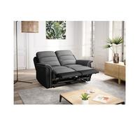 Canapé de Relaxation 2 places en Microfibre et Simili LÉON - Gris et Noir - LOUNGITUDE